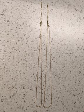 Set Of 2 Gold-tone Sterling Silver  Delicate Chain Necklacs